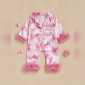 Pre-Loved Pink Bow Silk Baby Pajamas